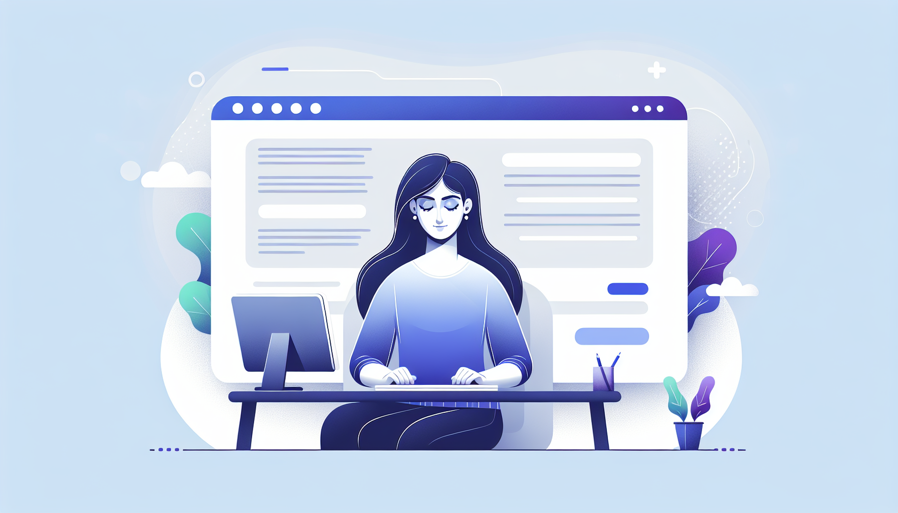 [Изображение пользователя, работающего за компьютером, со спокойным лицом. На экране тихое уведомление]